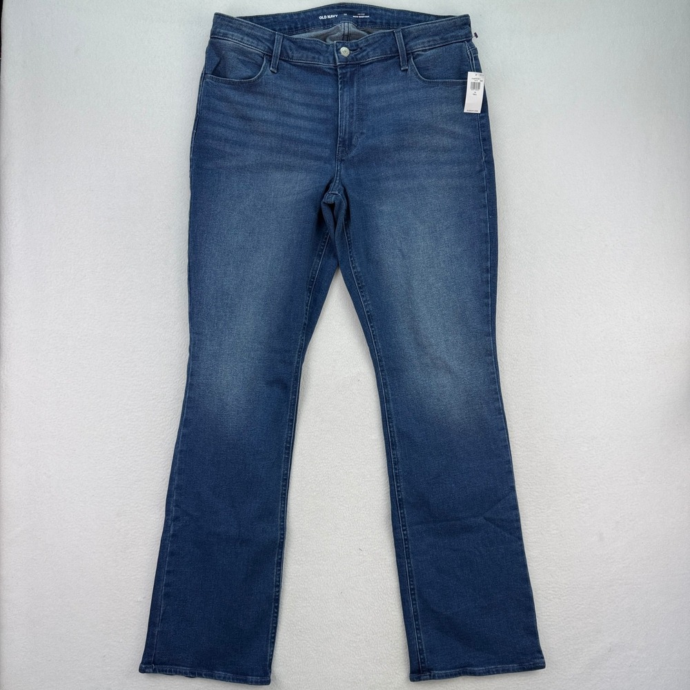 Old Navy Wow Boot-Cut Jeans Mid-Rise Dark Wash Denim Tall Size 14